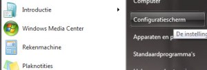 start - configuratiescherm